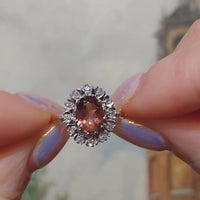 Vintage pink tourmaline and diamond ring