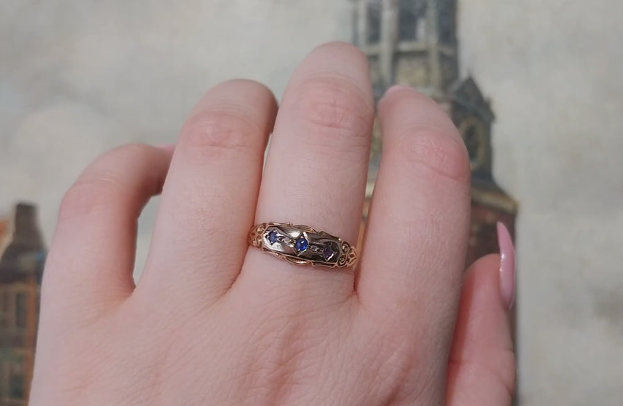 Edwardiaanse saffier ring uit 1904