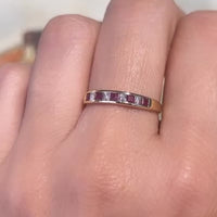 Ruby and princess cut diamond ring in 18 carat gold