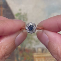Sapphire and diamond ring in gold and platinum