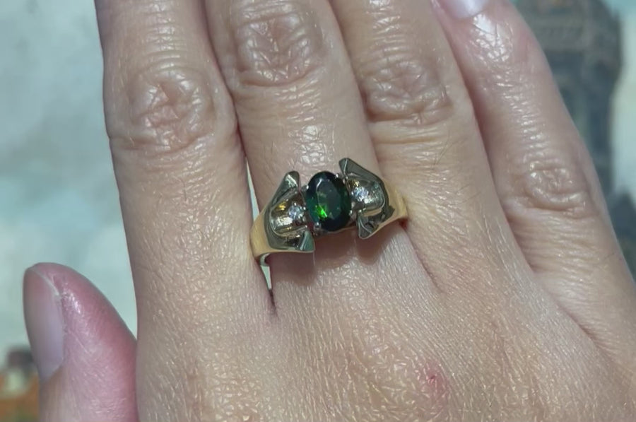 Vintage tourmaline and diamond ring