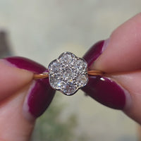 Edwardian old cut diamond cluster ring
