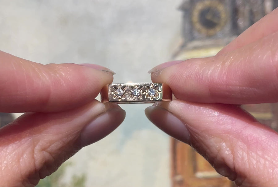 Vintage three stone diamond ring