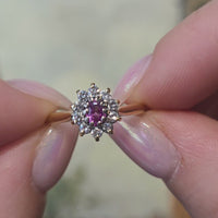 Vintage pink sapphire and diamond ring