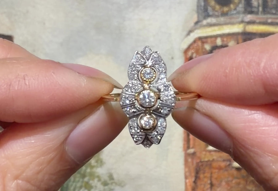 18 carat navette shaped diamond ring