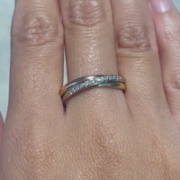 Tri color gold band with diamonds