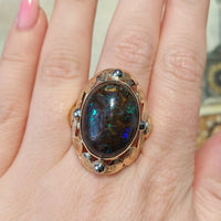 Boulder opal ring in 14 carat gold-Vintage Rings-The Antique Ring Shop