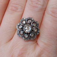 Vintage rose diamond ring in silver and gold-Vintage Rings-The Antique Ring Shop