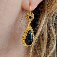 Vintage garnet pendant earrings-Earrings-The Antique Ring Shop