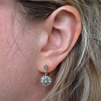 Rose diamond earrings in silver and gold