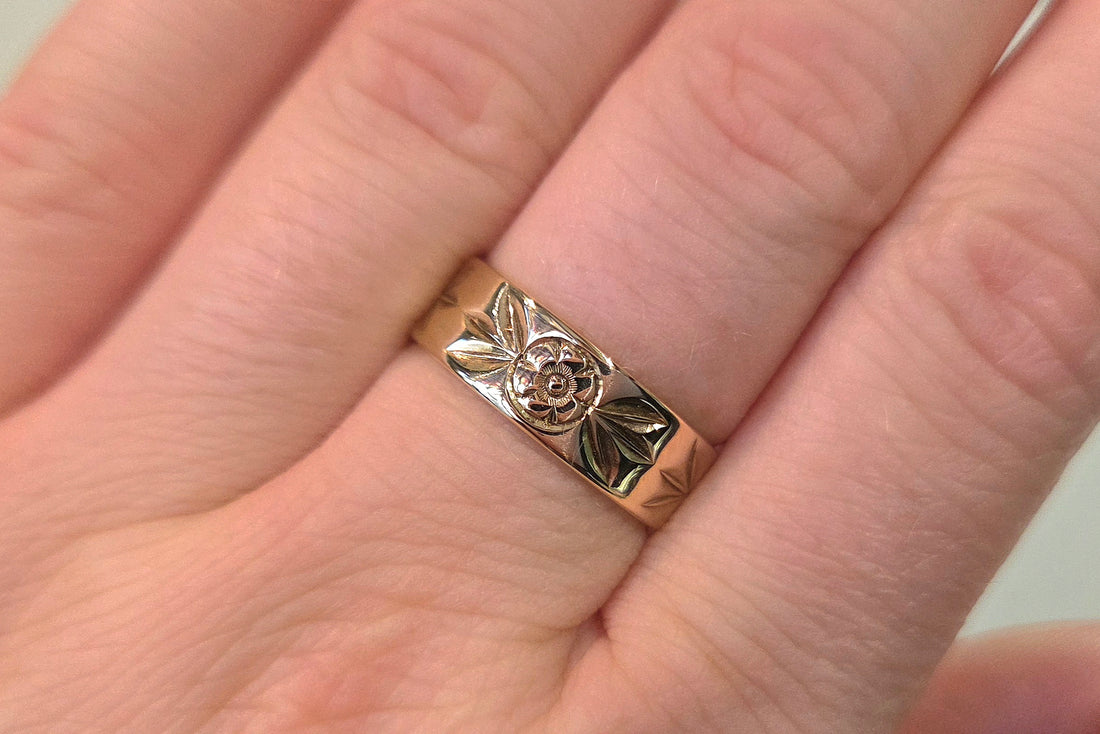 Vintage ring with floral motif-The Antique Ring Shop
