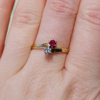 Ruby and diamond Toi et Moi ring-Vintage rings-The Antique Ring Shop