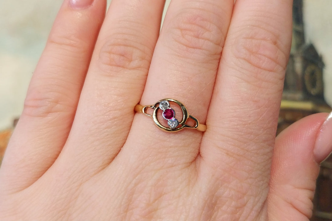 Edwardian ruby and diamond ring-Antique rings-The Antique Ring Shop