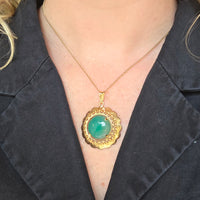 Chrysoprase pendant in 14 carat gold-Pendants-The Antique Ring Shop