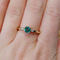 Emerald and diamond ring in 14 carat gold-engagement rings-The Antique Ring Shop