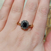 Sapphire and rose diamond cluster ring-Antique rings-The Antique Ring Shop