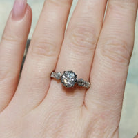 Vintage platinum ring with old cut diamonds-engagement rings-The Antique Ring Shop