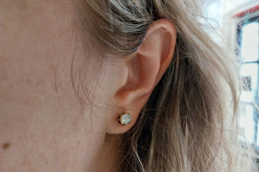 Rose diamond earrings in 14 carat gold