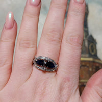 Sapphire and diamond ring in 18 carat white gold-Vintage Rings-The Antique Ring Shop