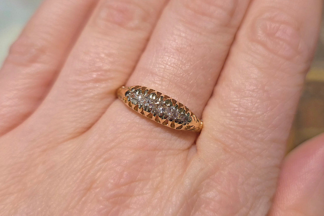 Victorian five stone old cut diamond ring from 1883