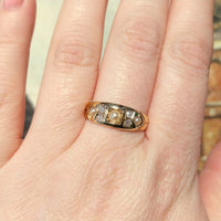 Victorian old cut diamond and pearl ring from 1889-Antique rings-The Antique Ring Shop