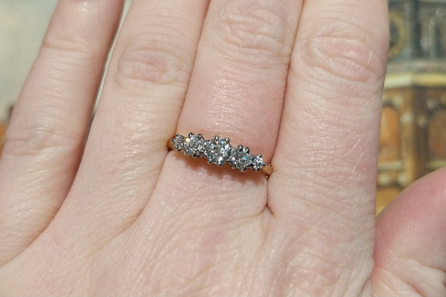 Edwardian old European cut diamond ring in 18 carat gold-Antique rings-The Antique Ring Shop