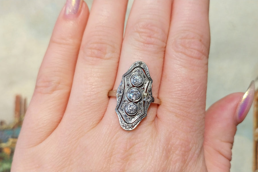 Art Deco old cut and rose cut diamond ring-engagement rings-The Antique Ring Shop