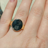 Vintage bloodstone signet ring with intaglio