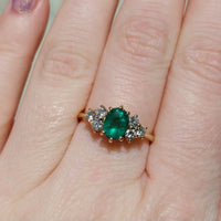Emerald and diamond ring in 18 carat gold