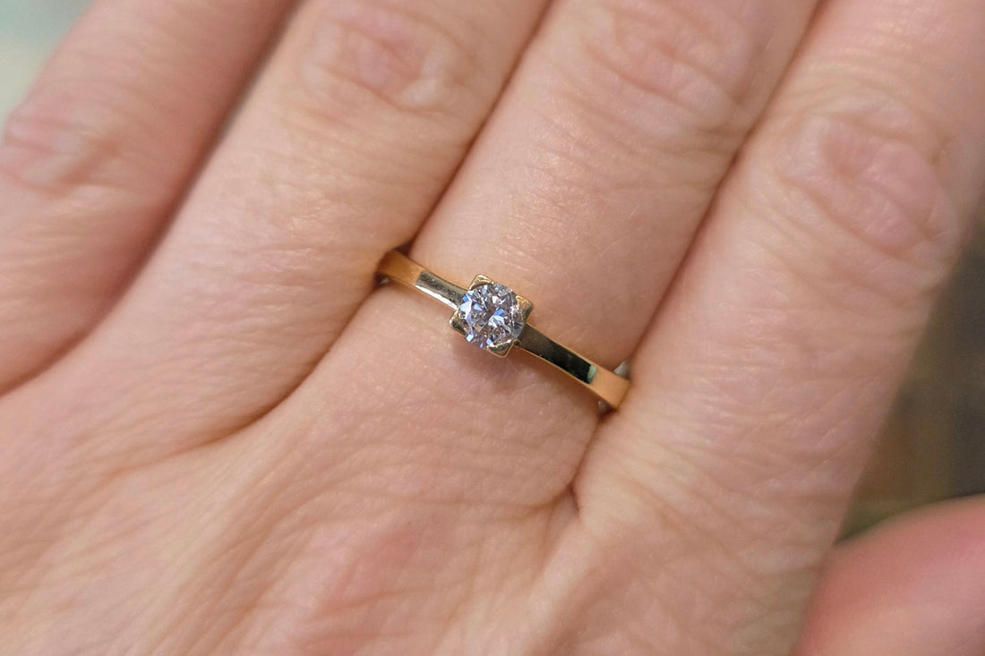 Diamond solitaire ring in 18 carat gold-engagement rings-The Antique Ring Shop