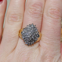 Diamond navette cluster ring in 18 carat gold-Vintage Rings-The Antique Ring Shop