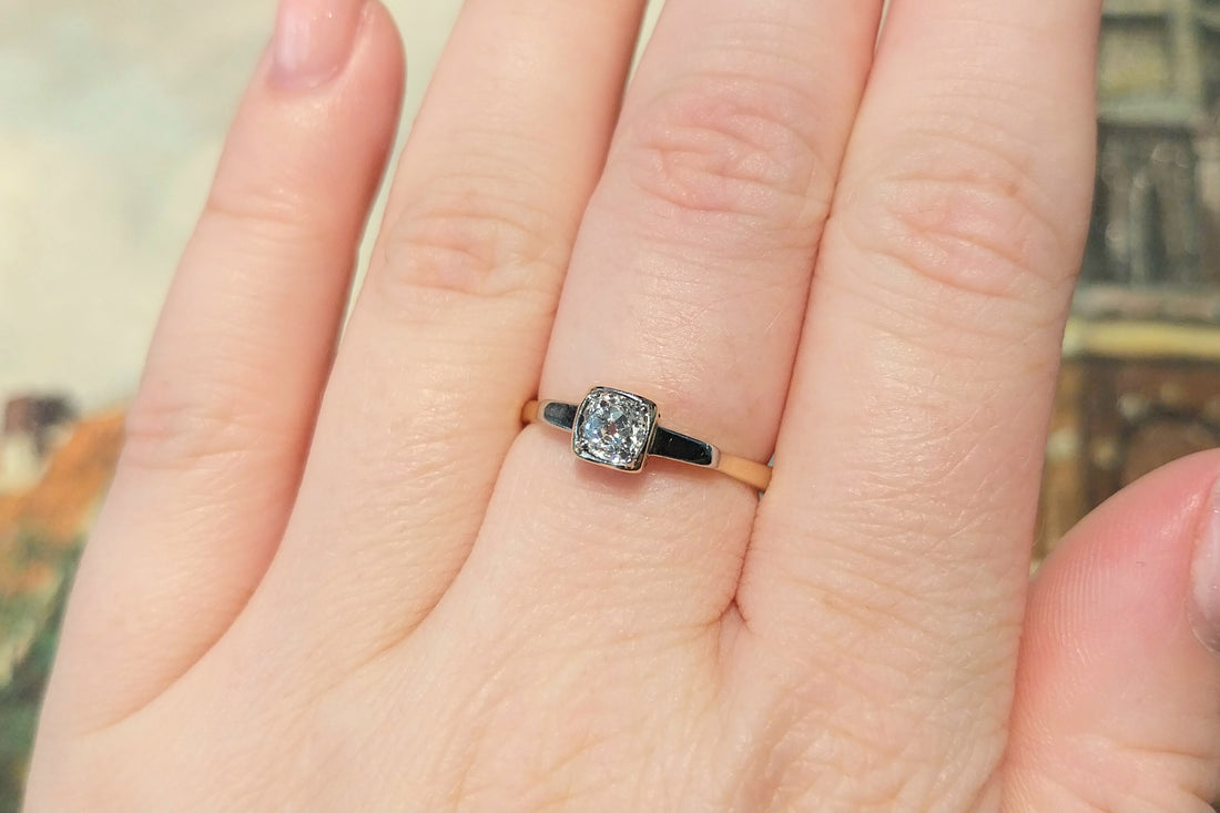 Edwardian old mine cut diamond solitaire ring-Antique rings-The Antique Ring Shop
