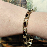 Vintage garnet bracelet in 14 carat gold-Bracelets-The Antique Ring Shop