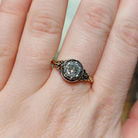 Rose diamond solitaire ring in silver and gold-Antique rings-The Antique Ring Shop