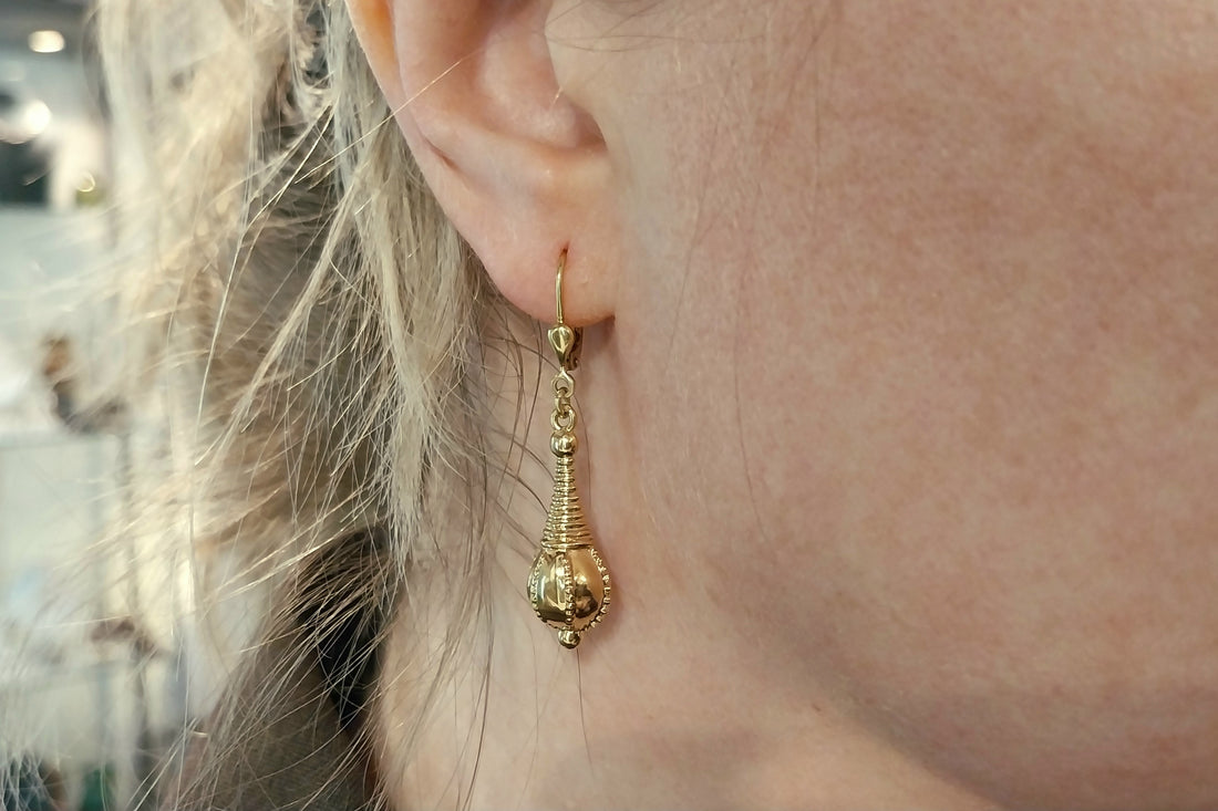 Vintage hanger oorbellen van 14 karaat goud