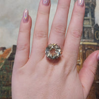 Lemon quartz ring in 14 carat gold-Vintage rings-The Antique Ring Shop