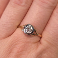 Old cut diamond solitaire ring in 18 carat gold