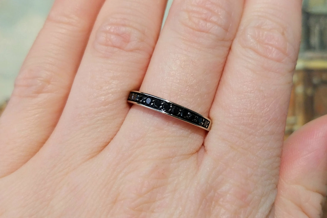 White gold ring with sapphires-Vintage Rings-The Antique Ring Shop
