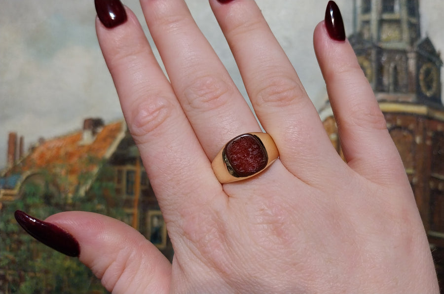 Vintage carnelian intaglio signet ring-gents rings-The Antique Ring Shop