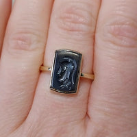 Hematite intaglio ring in 14 carat gold-Vintage Rings-The Antique Ring Shop