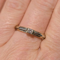 Vintage yellow and white diamond gold solitaire ring-engagement rings-The Antique Ring Shop