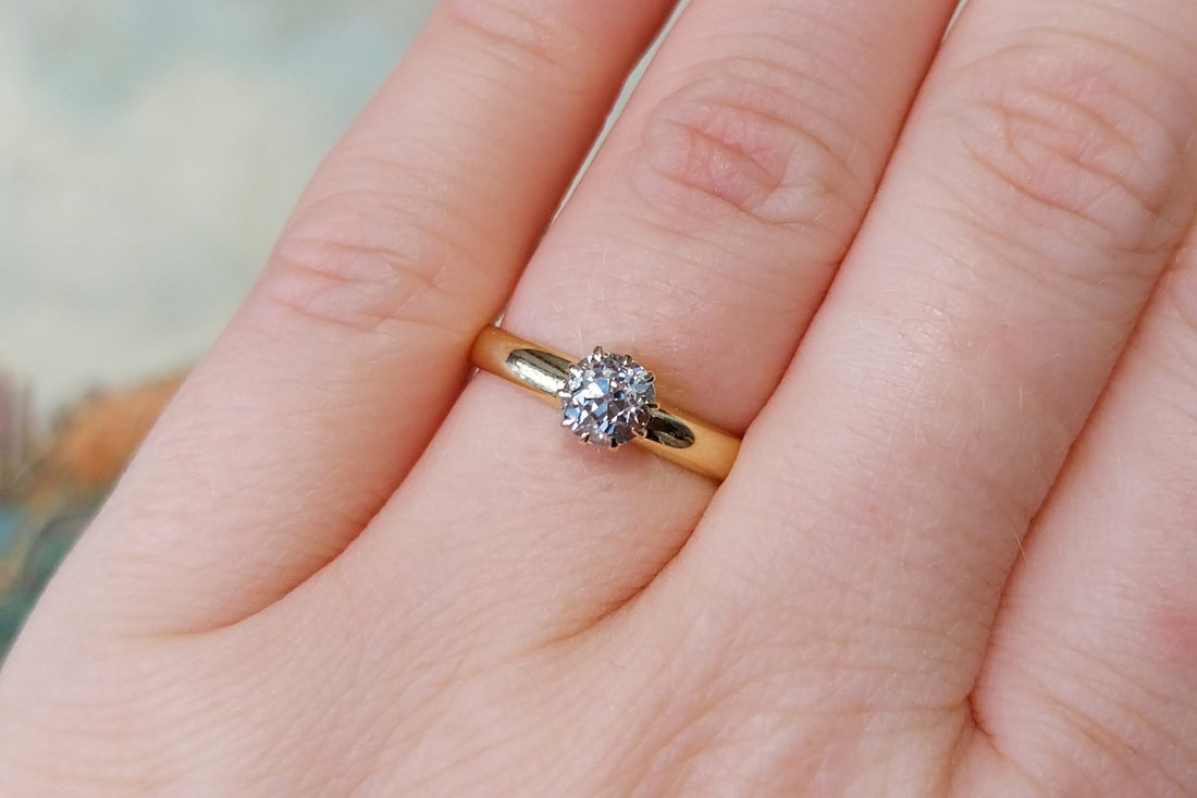Victorian old cut diamond solitaire ring from 1892-Antique rings-The Antique Ring Shop