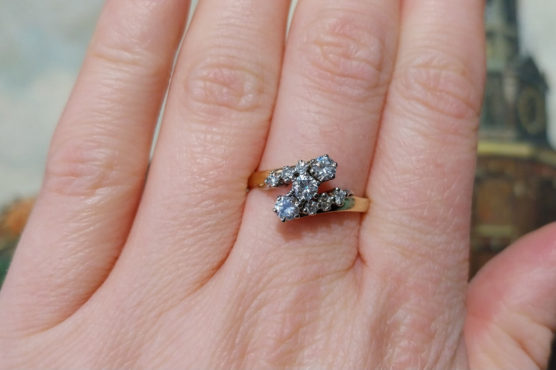 Diamond zig zag ring in 18 carat gold-Vintage Rings-The Antique Ring Shop