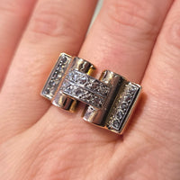 Art Deco rose diamond tank ring in 18 carat gold-Vintage rings-The Antique Ring Shop