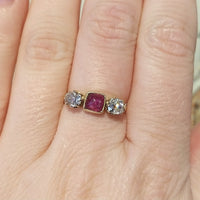 Old cut diamond and cabochon ruby ring-Antique rings-The Antique Ring Shop