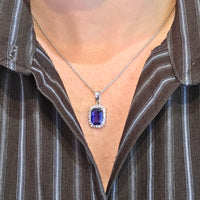 Tanzanite and diamond pendant in white gold-Pendants-The Antique Ring Shop