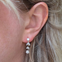 Vintage diamond pendant earrings-Earrings-The Antique Ring Shop
