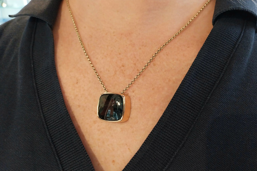 Tourmaline pendant in 14 carat gold-Pendants-The Antique Ring Shop