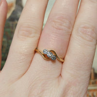 Vintage 18 carat gold swirl ring with diamonds-Vintage Rings-The Antique Ring Shop