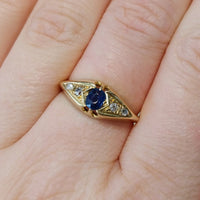 Antieke saffier en diamanten ring uit 1918
